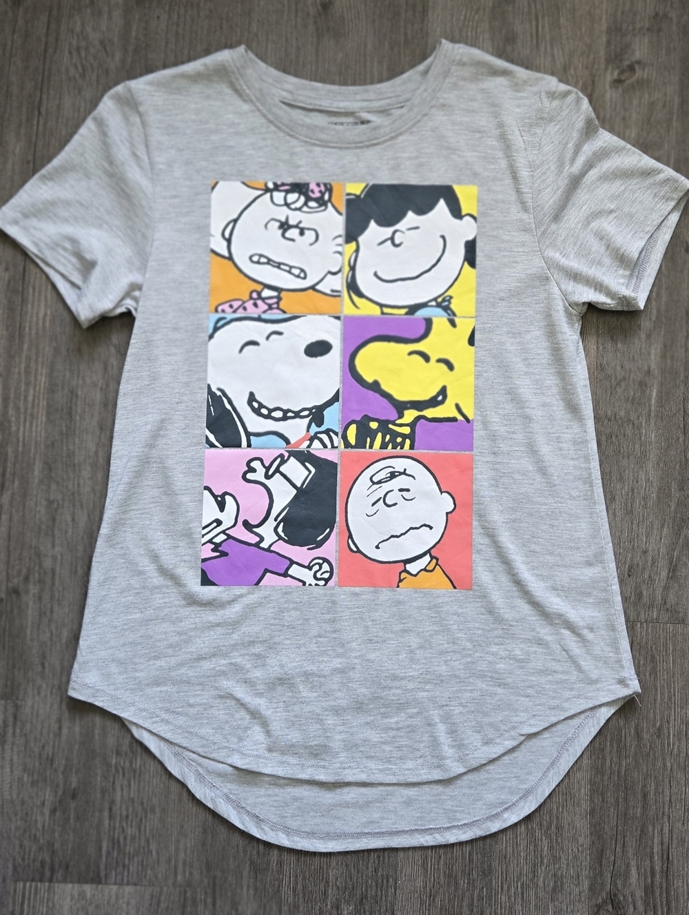 Peanuts Snoopy Graphic T-Shirt Women’s Small Gray Cartoon Tee Cute Casual